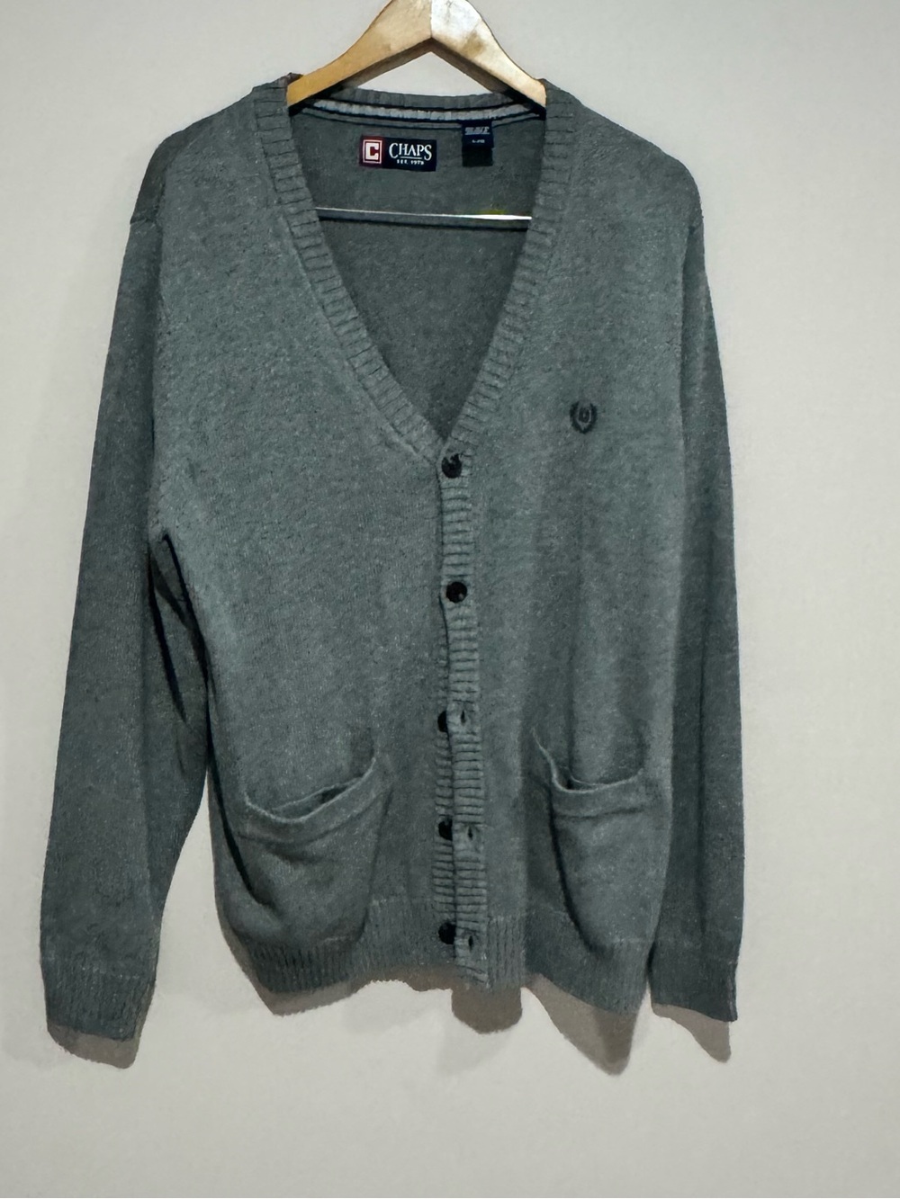 Nwts Chaps Gray Sweater Cardigan Sz Large